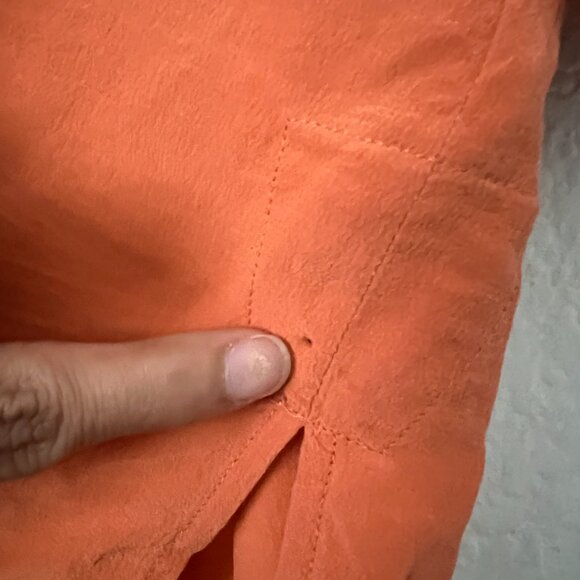 Lafayette 148 NY Sz 10 100% Silk Button Up Shirt Top Burnt Orange Quiet Luxury - Picture 8 of 14